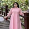 A27 Pink Floral attached Ao Dai NO PANTS | Vietnamese Traditional Ao Dai For Women | Bridal Ao Dai | Vietnamese Dress For Women | Ao Dai Tet (2XL) view 4