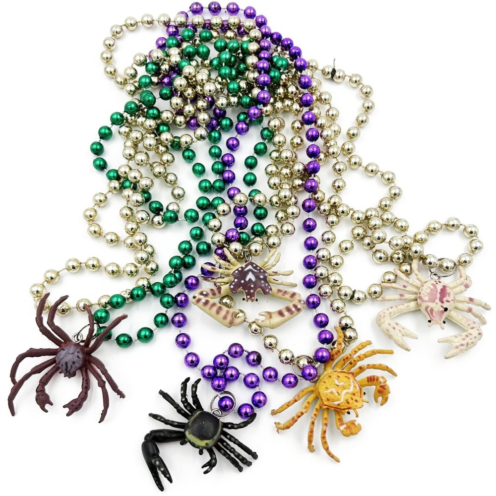 Crab Set of 5 Mardi Gras Bead Necklace Parade New Orleans