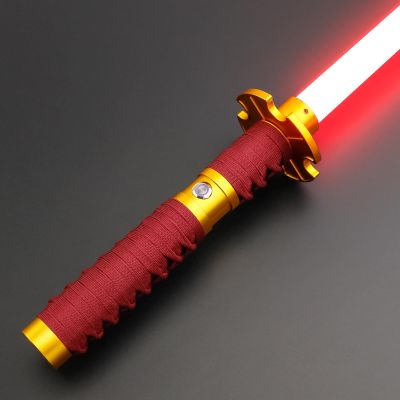 Kolulere Light Saber Dueling Light Sabers with 12 RGB Colors 16 Sound Fonts, Motion Control Smooth Swing Metal Handle and Replaceable Blade, Force FX Light Sabers for Adults(Gold)