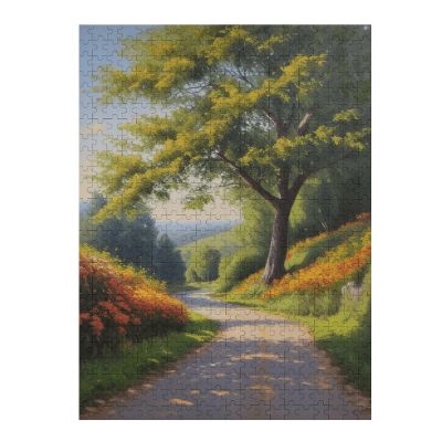 500 Pieces Wooden Puzzles Adults for All Flower Hill Road Very Proud Challenge Enjoy The Dream of Traveling The World Anytime Anywhere Room Decor Home Decor