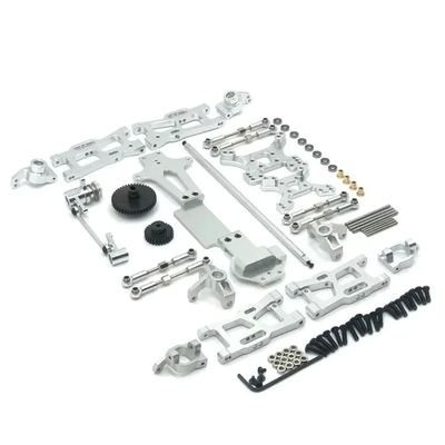 144001 Compatible Metal Upgrade Parts Kit Swing Arm Link Rod Steering Block Compatible with 1/14 RC Car Accessories(Silver)