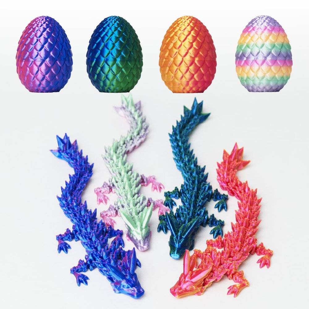 AUMEILLER 4PCS 3D Printed Dragon,Dragon Egg Fidget Toy,Christmas Stocking Stuffers for Kids