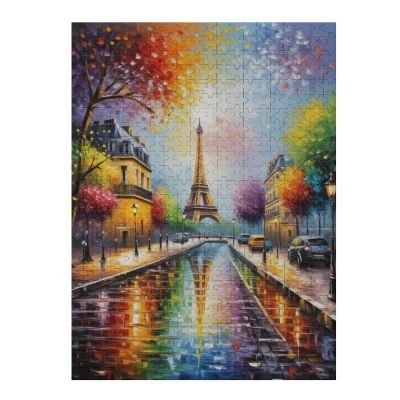 500 Pieces Jigsaw Puzzles for Adults Colorful Eiffel Tower Paris Puzzle of France Challenging Wooden Puzzle Art Home Decor Funny Parent Games Best Gifts for Youth