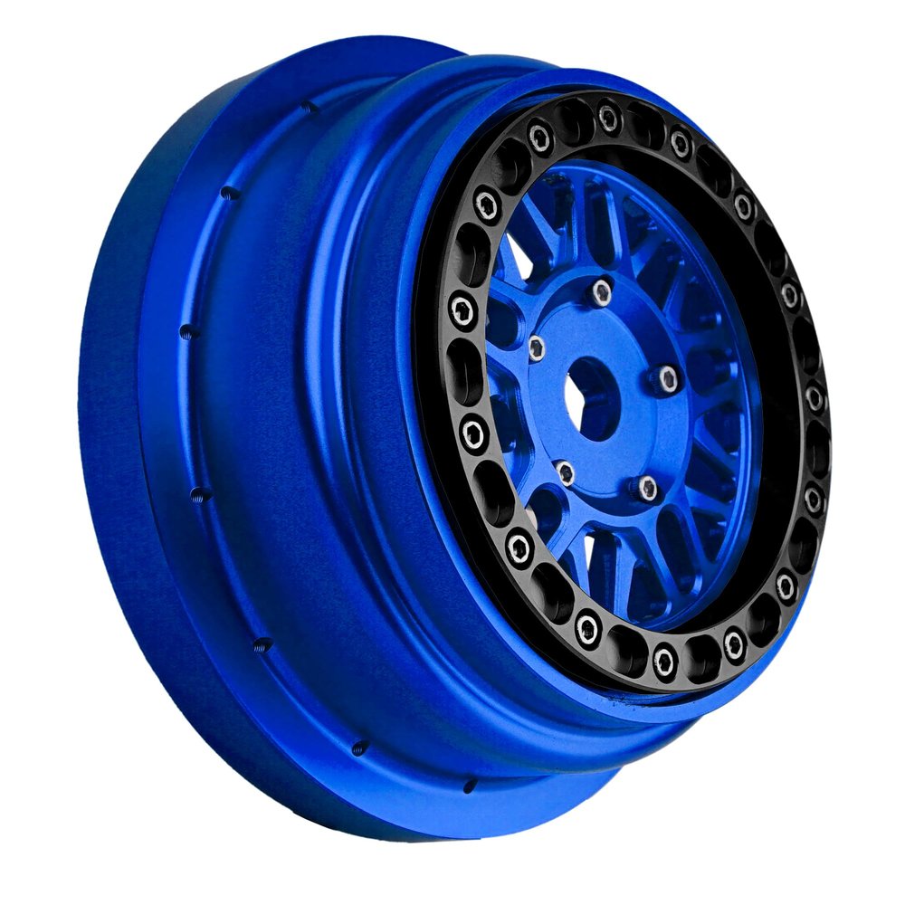 BeaxTurbo Racing Upgrade Parts CNC Aluminum Bead Lock Wheel for Losi Super Baja Rey 2.0 1/6 1pcs Blue (Blue-Black)