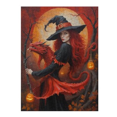 1000 Big Pieces. Halloween Witch Red Dragon Educationalswooden Puzzle Kindergarten Supplies Back to Schoolsouvenir Gifts Family Entertainment Art Wall
