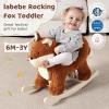 labebe - Baby Rocking Horse, Brownish Red Fox Rocking Horse with Seat Belt, Plush Animal Rocker for Kids, Stuffed Rocker Toy for Children 6M-3 Years Old Girl&Boy view 3