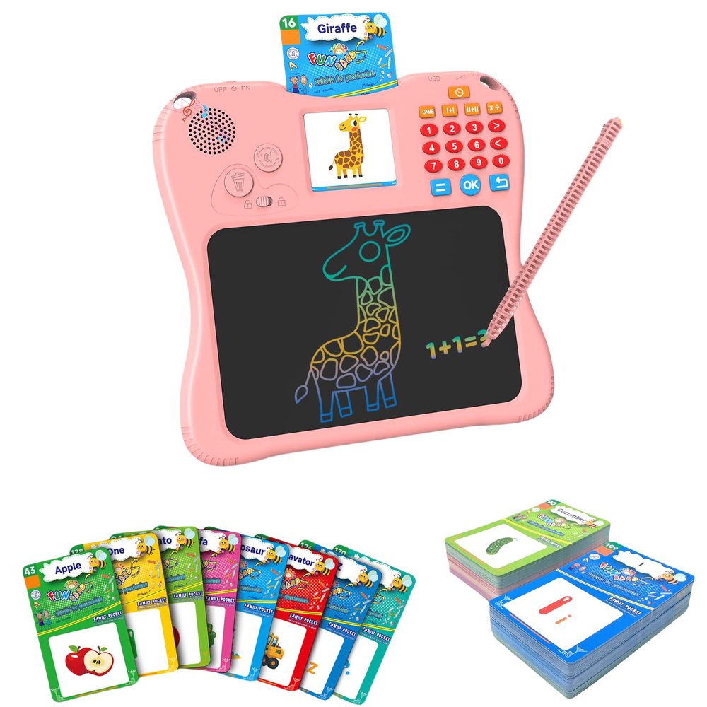 SPG300 3-in-1 Kids Learning Tablet Oral Arithmetic,130 Memory Cards, Drawing Board,7.5" Screen Educational Toy for Math & Creativity,Portable Learning System for Ages 2+