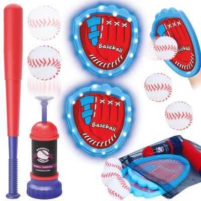 Gifts2U Baseball Toss and Catch Game Set - Indoor Outdoor Sports Toy with 2 Catch Paddles, 3 Sticky Balls, Baseball Bat, Pitching Machine and Storage Bag, Perfect for Backyard Fun Family Games