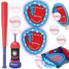 Gifts2U Baseball Toss and Catch Game Set - Indoor Outdoor Sports Toy with 2 Catch Paddles, 3 Sticky Balls, Baseball Bat, Pitching Machine and Storage Bag, Perfect for Backyard Fun Family Games view 1