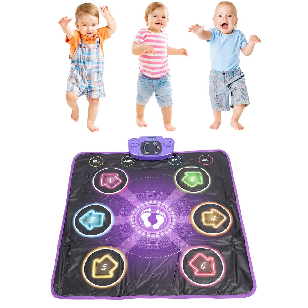 ZJchao Dance Mat with Light, Music Box for Kids, Built in Music Adjustable Volume 6 Buttons, Anti Slip Dance Game Pad