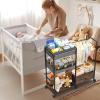 BBLIKE 3in1 Diaper Caddy Organizer - Diaper Caddy & Rolling Diaper Cart with Kids Clothing Rack for Nursery and Baby Essentials, Multi-Function Utility Cart for Bedroom and Bathroom, Black&Brown view 2