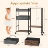 BBLIKE 3in1 Diaper Caddy Organizer - Diaper Caddy & Rolling Diaper Cart with Kids Clothing Rack for Nursery and Baby Essentials, Multi-Function Utility Cart for Bedroom and Bathroom, Black&Brown view 3