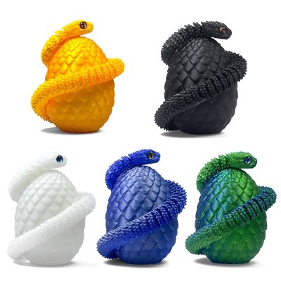 5PCS 3D Printed Snake Eggs 3D Printed Snake 3D Printed Snake Toys Set Easter Eggs Articulated Snake Easter Basket Stuffers Mystery Snake Egg Fidget Toy 3D Printed Animals (Multicolor6-5pcs)