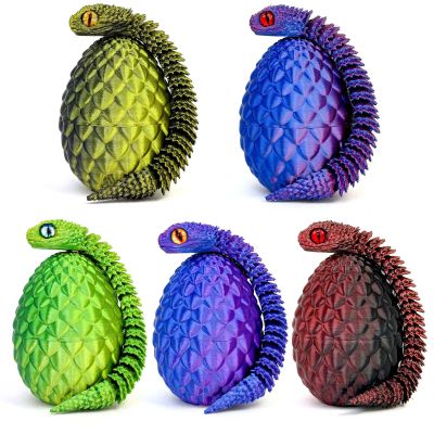 5PCS 3D Printed Snake Eggs 3D Printed Snake 3D Printed Snake Toys Set Easter Eggs Articulated Snake Easter Basket Stuffers Mystery Snake Egg Fidget Toy 3D Printed Animals (Multicolor3-5pcs)
