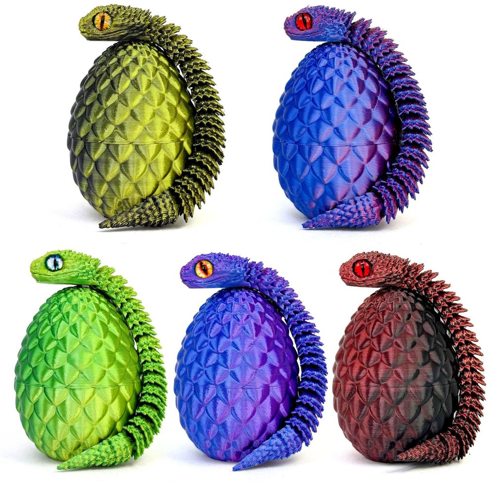 5PCS 3D Printed Snake Eggs 3D Printed Snake 3D Printed Snake Toys Set Easter Eggs Articulated Snake Easter Basket Stuffers Mystery Snake Egg Fidget Toy 3D Printed Animals (Multicolor3-5pcs)