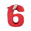 APINATA4U Red Number Six Pinata, Solid Color Blank Six Themed Kids Birthday Party Supplies & Gift, 6th Anniversary Celebration Large Number Six Pinata, Birthday Decorative view 1