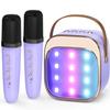 FLUESTON Mini Karaoke Machine for Kids Adults, Portable Bluetooth Speaker with 2 Wireless Microphones, Valentines Gifts for Kids, Toys for Girls Ages 3, 4, 5, 6, 7, 8, 9,10,11 + Years Old view 1