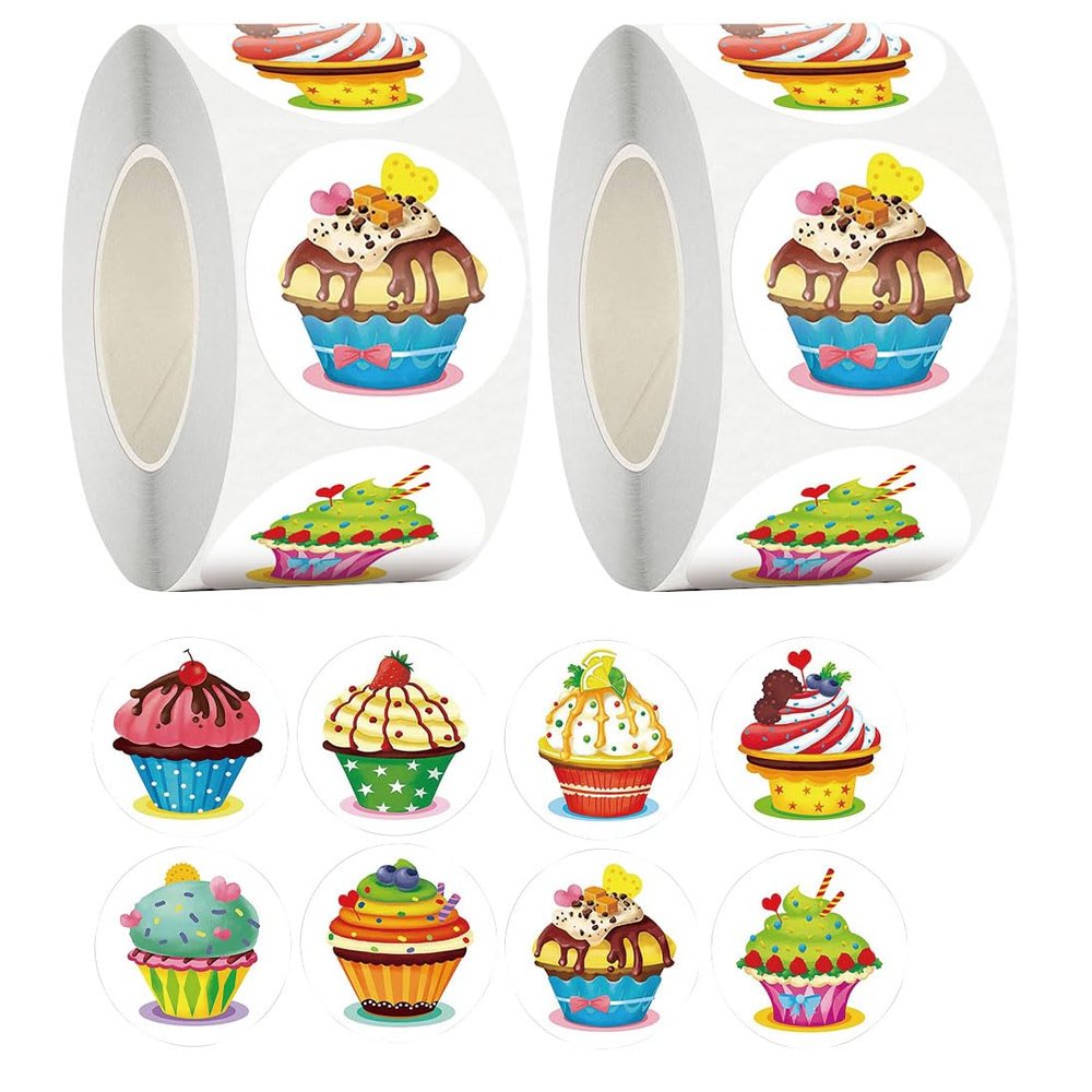 1000Pcs Birthday Stickers in 2 Rolls for Kids Labels Waterproof Vinyl Decals Happy Birthday Decoration for Holiday Decals Party Supplies Reward Gifts
