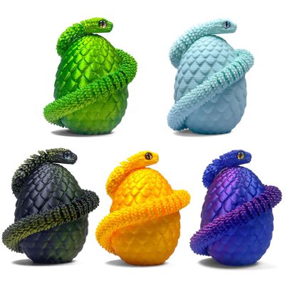 5PCS 3D Printed Snake Eggs 3D Printed Snake 3D Printed Snake Toys Set Easter Eggs Articulated Snake Easter Basket Stuffers Mystery Snake Egg Fidget Toy 3D Printed Animals (Multicolor2-5pcs)