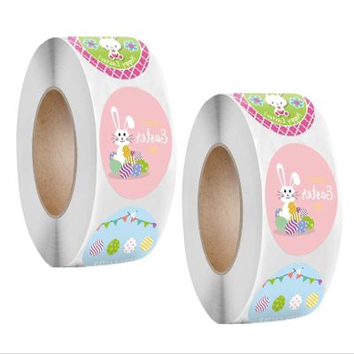 1000Pcs Easter Shaped Animal Stickers in 2 Rolls Labels Waterproof Vinyl Decals Happy Easter Holiday Decoration for Holiday Decals Party Supplies Reward Gifts
