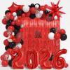 Graduation Balloon Arch Kit 2026 Graduation Party Decorations, Different Sizes 5 12 18 Inch Red Black Graduations Balloons Arch with Class of 2026 Cake Toppers, Fringe Curtain, Star & 2026 Balloons view 1