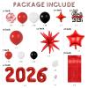 Graduation Balloon Arch Kit 2026 Graduation Party Decorations, Different Sizes 5 12 18 Inch Red Black Graduations Balloons Arch with Class of 2026 Cake Toppers, Fringe Curtain, Star & 2026 Balloons view 2
