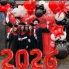 Graduation Balloon Arch Kit 2026 Graduation Party Decorations, Different Sizes 5 12 18 Inch Red Black Graduations Balloons Arch with Class of 2026 Cake Toppers, Fringe Curtain, Star & 2026 Balloons view 3