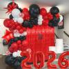 Graduation Balloon Arch Kit 2026 Graduation Party Decorations, Different Sizes 5 12 18 Inch Red Black Graduations Balloons Arch with Class of 2026 Cake Toppers, Fringe Curtain, Star & 2026 Balloons view 4
