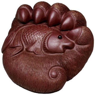 U5GAAALPPQ9 Fish and Bear Palm Tea Pet- Creative Tea Pet Fish and Bear Paw Sculpture Hand Piece Tea Tray Decoration Kung fu Tea Set Purple Sand Tea Play Can be Raised
