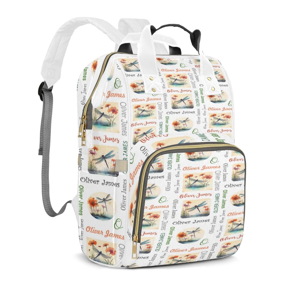Personalized Diaper Backpack with Name, Custom Bee Baby Backpack Diaper Bag, Boy Girl Multifunctional Mommy Bag