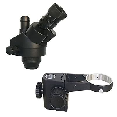 7X-45X Simul-Focal Trinocular Zoom Power Stereo Microscope Head +25mm /35mm diamter Adjustable Focusing Rack+WF10X Eyepieces (Color : White Color Magnification : with 32mm Hole) (Black Color With 32