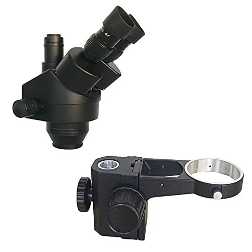 7X-45X Simul-Focal Trinocular Zoom Power Stereo Microscope Head +25mm /35mm diamter Adjustable Focusing Rack+WF10X Eyepieces (Color : White Color Magnification : with 32mm Hole) (Black Color With 32