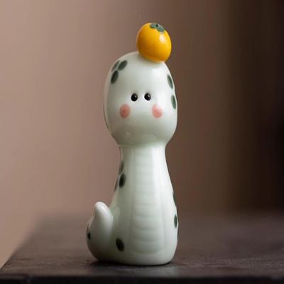 Celadon Persimmon Snake Tea Pet Ornament Green Snake Craft Tea Play Ornament