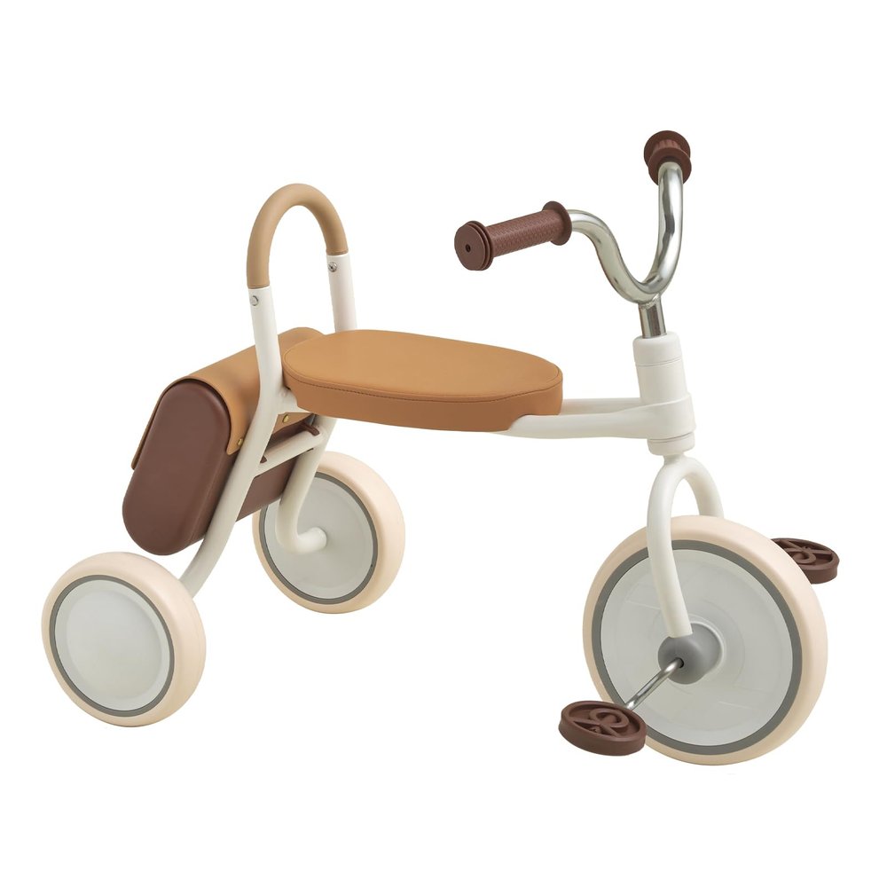 Kidpop Mate Toddler Tricycle Age 2.5-4 Kids First Birthday Gift Toy Bike with Handlebar Grips & Storage for Outdoor Play (White)