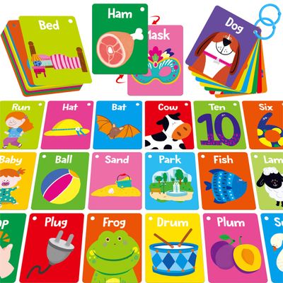 52 PCS Word Flashcards, 52 CVC Words & 52 CVCC, CCVC Words Double-Sided Cards with 2 Rings, Vocabulary Phonics Learning, Educational Tool for Preschool, Kindergarten, Toddlers