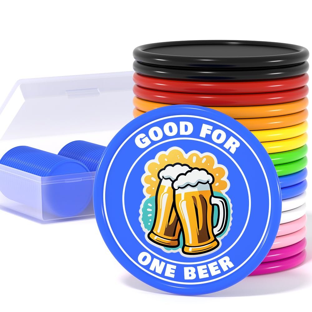 200 Custom Poker Chips, Custom Drink Tokens Personalized Own Logo, Image and Text, Double Sided Full Color Printing Custom Drink Chips for Bar, Business Cards, Company Logo and Promotions (Blue)
