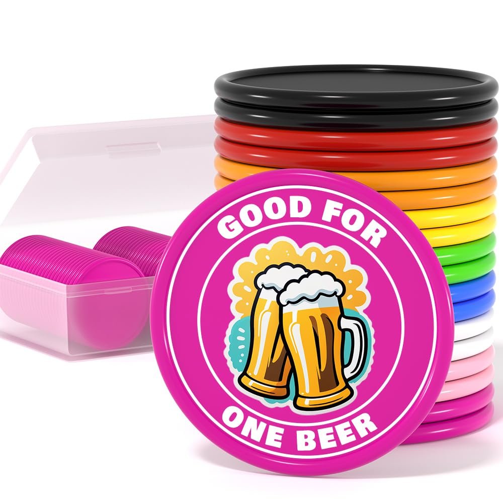 200 Custom Poker Chips, Custom Drink Tokens Personalized Own Logo, Image and Text, Double Sided Full Color Printing Custom Drink Chips for Bar, Business Cards, Company Logo and Promotions (Rose Red)