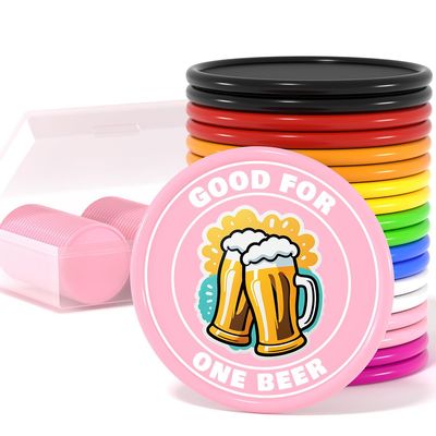 200 Custom Poker Chips, Custom Drink Tokens Personalized Own Logo, Image and Text, Double Sided Full Color Printing Custom Drink Chips for Bar, Business Cards, Company Logo and Promotions (Pink)