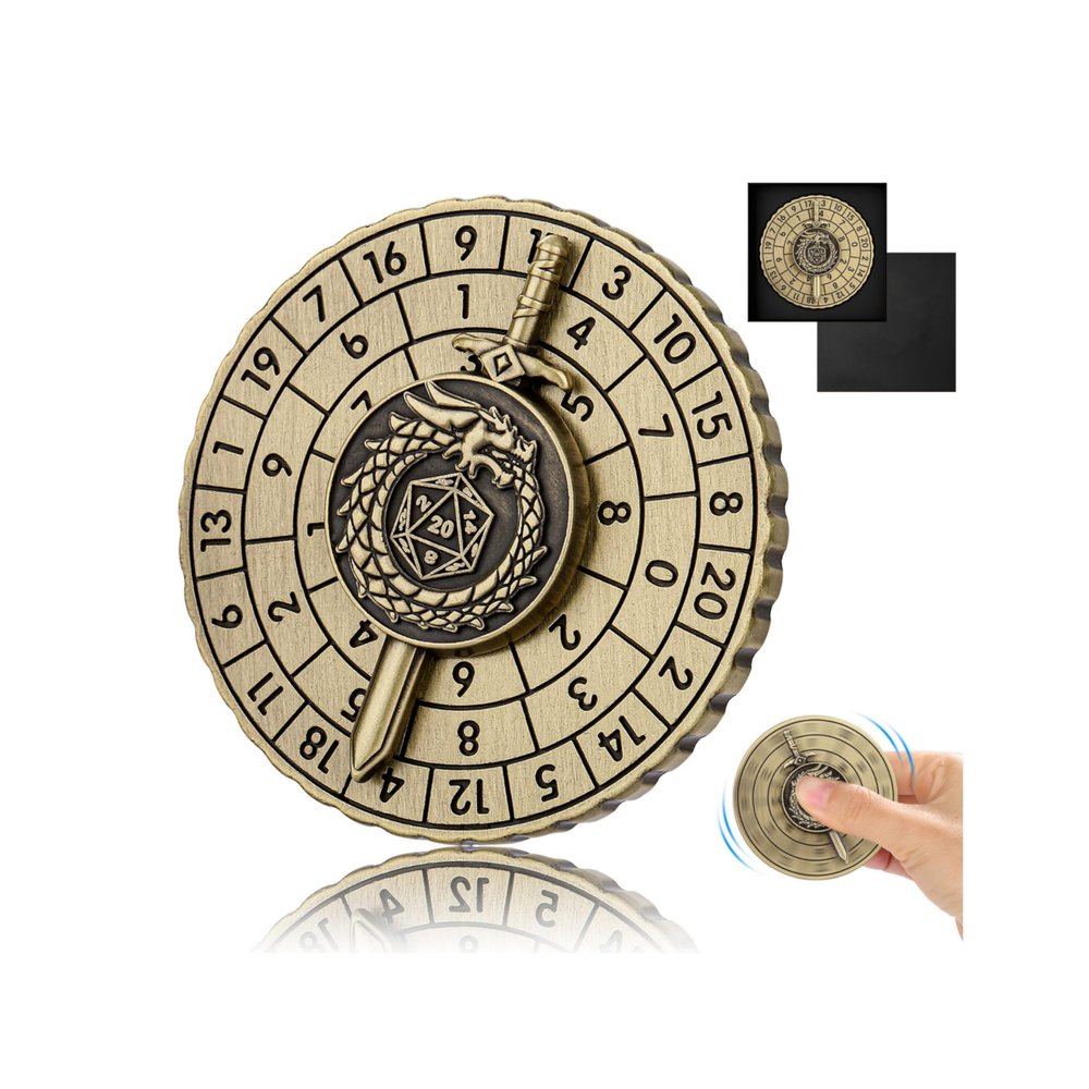 Shadowblade Roulette Dice Spinner for DND Dice Set, Dragon Metallic D&D Dice with Gift Case for DND Game, RPG Role Playing Table Game Gifts (Black Gold)