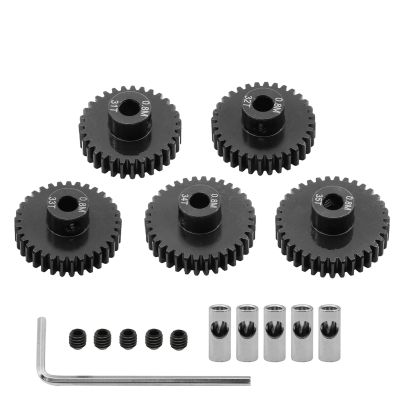 5pcs 0.8M 32P 3.175 5mm 11T 13T 15T 17T 18T 20T 24T 28T 30T 35T Hardened Steel Pinion Gear Motor Gear for 1/8 1/10 RC Model Car(31T 32T 33T 34T 35T)
