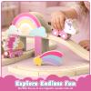 Lehoo Castle Wooden Train Set - Unicorn Train Set for Toddlers 2-4, Wooden Train Track Toddler Girl Toys, Pink Train Fantasy Toys for 3 4 5 6 7 Year Old Girl view 2