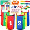 Eocolz Outdoor Carnival Games, Potato Sack Bags for Kids Adults, Egg Spoon Relay Race, 3 Legged Race Bands, Catch Tail Games, Birthday Party, Field Day Family Day Yard Lawn Easter Fall Festival Games view 1