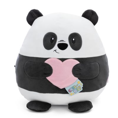 61795 Chill-NICI Panda with Heart 20 cm Black Soft Plush Toy for Cuddling and Playing for Children and Adults A Great Gift Idea