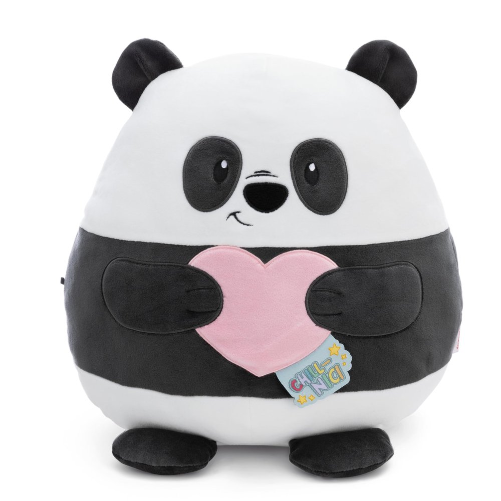 61795 Chill-NICI Panda with Heart 20 cm Black Soft Plush Toy for Cuddling and Playing for Children and Adults A Great Gift Idea