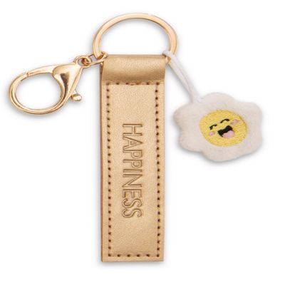 NICI Keyholder Happiness PU Band Gold 10cm w. Flower