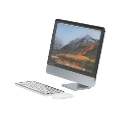 1:12 Miniature Computer, 1 12 Set Screen Keyboard Small Furniture Simulation Accessory for 112 Dollhouses (Computer Three Piece Set)