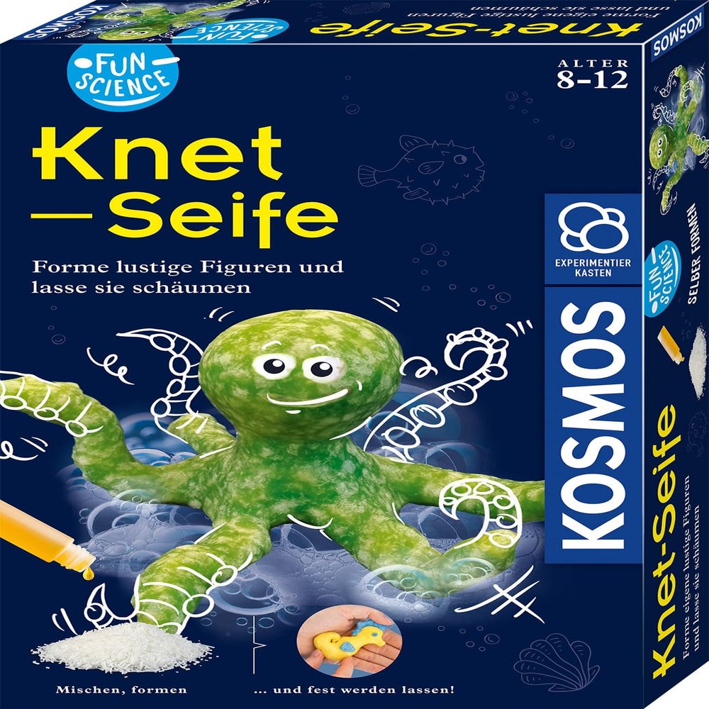 Kosmos 658229 Fun Science Kneading Soap, Shape Funny Figures and Let Them Foam, Knead Soap and Cure, Make Soap Yourself, Kneading Fun for Children from 8 Years, Experiment Box