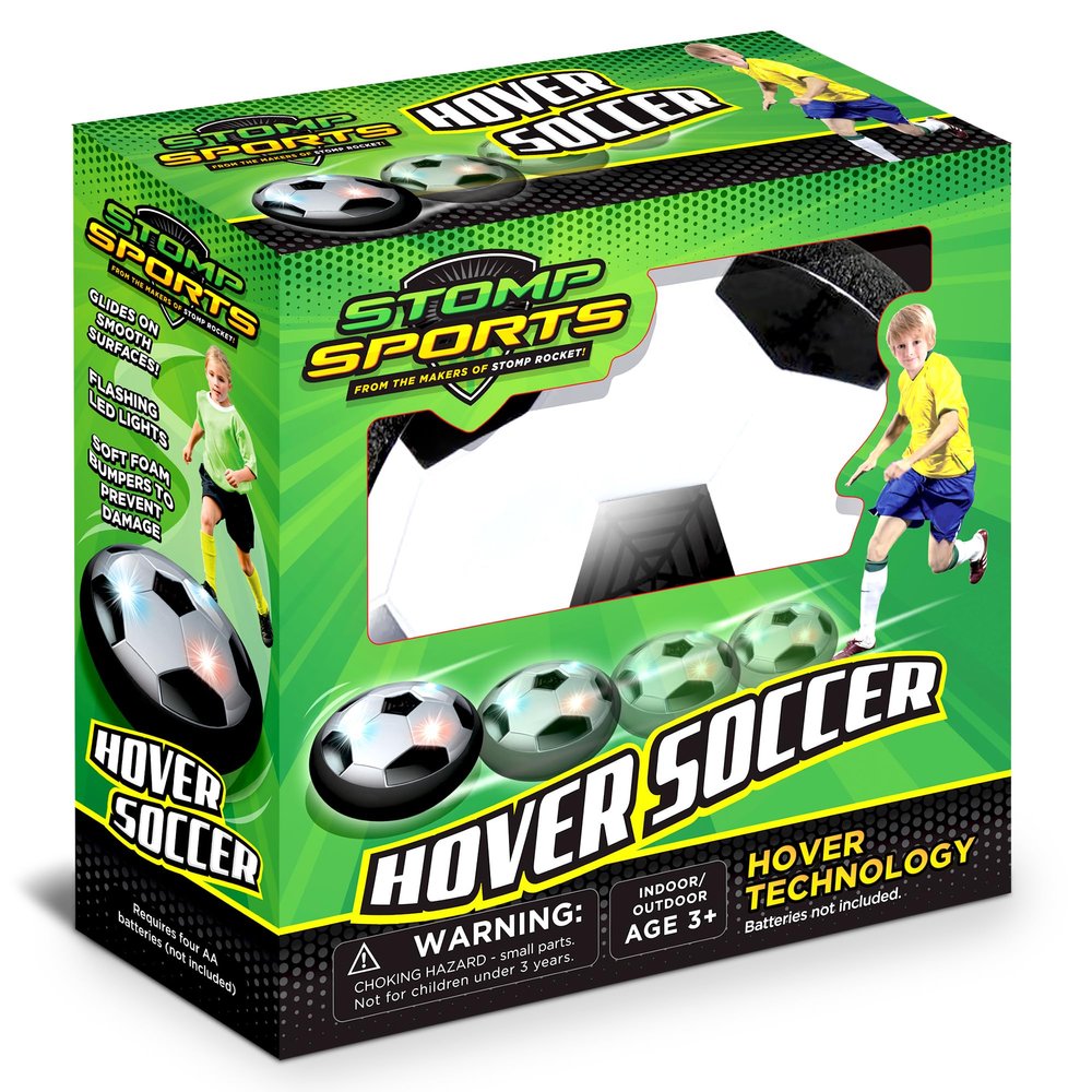 Hover Soccer from The Makers of Stomp Rocket LED Lights and Padded Bumpers Indoor Air Soccer Toy for Boys Girls Ages 3 4 5 6 7 8 + Fun Games
