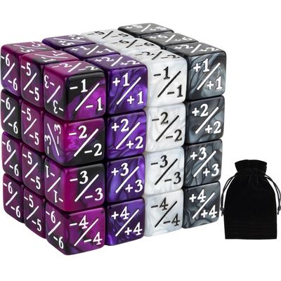 48 PCS Magic Counter Dice Plus 1 MTG Counters Dice Set Marble Life Buff Tokens D6 Dice Compatible with Magic The Gathering, TCG, Card Gaming Accessories, Purple