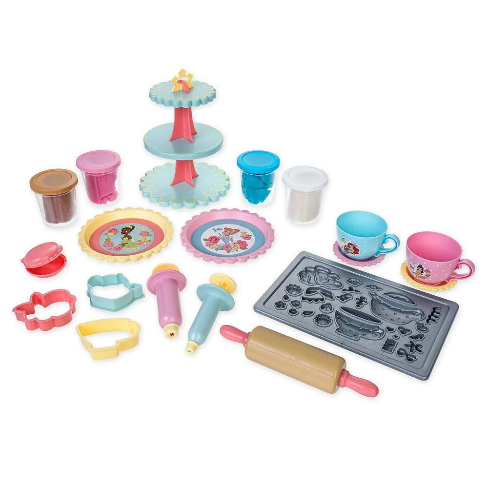 Disney Store Official - Kids Toys - Disney Princess Tea Party Set for Girls - 19-Piece Playset with Toy Dough, Cookie Cutters, Plates, Cups & More - Fun Pretend Play Toys - Little Girl Gifts